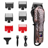 Maquina Cortar Pelo Profesional, Cortapelos Recortadora de Barba Hombre, con LED Pantalla, Carga Rápida USB, Inalámbrico Recortador Pelo Barba Kit para Familia, Peluqueros