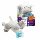 Philips Avent Peluche con chupete SCF348/13 – Peluche de elefante con chupete ultra soft, sin BPA, 0-6 meses
