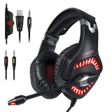 HOMVILLA Gaming Headset, Headsets, PS4 Auriculares Nintendo con Micrófono Sonido Estéreo para Xbox One PC Switch, Auriculares con Cancelación de Ruido Inalambricos, Cascos Gaming PC Jack de 3.5 mm