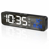 HOMVILLA Despertador, Despertador Digital con Pantalla Grande, Temperatura, Repetición, Snooze, Alimentado por USB con 2 Alarmas, 40 Tonos de Llamada, 12/24 Horas Ajustables (Negro)