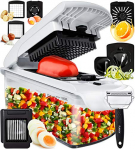 7 en 1 Cortador de Verdura – Multifuncional Cortador de Verduras en Espiral – Picador de Verduras Manual Cortador de Patatas Cortador Cebolla Huevos Spaguettis Calabacin – Exprimidor Pelador