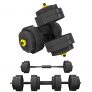 DlandHome Mancuernas Ajustables Juego de Mancuernas 2 En 1 Con Barras Conexión y Discos 1.25KG*4, 2.5KG*8, para Fitness Culturismo Entrenamiento Gimnasio y Ejercicio Doméstico, amarillo y negro