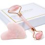 Jade Roller & Gua Sha, Face Roller, Facial Beauty Roller Skin Care Tools, BAIMEI Rose Quartz Massager for Face, Eyes, Neck, Body Muscle Relaxing and Relieve Fine Lines and Wrinkles