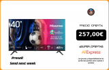 HISENSE 40A5600F TV televisión Smart TV 40 pulgadas,Led TV,FHD,VIDAA,Diseño sin bisel,USB HDMI,Soporte Youtube Netflix|Smart TV|