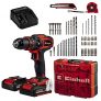 Einhell taladro atornillador percutor con batería TE-CD 18/40 Li-i +64 Power X-Change (iones de litio, 18 V, 40 Nm, electr. velocidad, máx. 24000 rpm, incl. 2x 2,0 Ah baterías, cargador y accesorios)