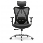 SIHOO Silla Ergonómica de Oficina, Silla de Escritorio con Soporte Lumbar Ajustables, Reposacabezas y Apoyabrazos, Malla Giratoria, Mecanismo de Inclinación, Carga máxima de 150 kg/ 330LB