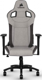 Corsair T3 Rush – Silla Tejido Poliéster de Videojuegos (Exterior de Tela Suave Transpirable, Almohada Cervical Ajustable, Soporte Lumbar, Reposabrazos 4D, Montaj Sencillo) Gris y Negro