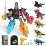 Dinosaurios Juguetes, EZIRE Juguetes de Dinosaurio Desmontables con Taladro Eléctrico 5 en 1, Juego de Robot de Transformación de Dinosaurio, Cumpleaños Niños de 3 a 7 Años