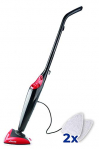 Vileda Steam – Mopa a vapor con cabezal triangular, mopa eléctrica ligera con cable de 6 m, apta para suelos duros y moquetas, color rojo y negro