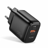TOPK 20W Cargador USB C Power Delivery 3.0 Cargador Tipo c Carga Rápida para Phone 12 12 Pro MAX 12 Mini 11 Pro 8 7 6 iPad Pro, Cargador Móvil para Samsung Xiaomi Huawei (2 Puertos)