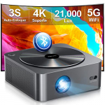 Ultimea Proyector Full HD 1080P Nativo con Auto Focus/Keystone, Proyector 4K Supporto Cine en Casa 21000Lux, Proyector 5G WiFi Bluetooth, Proyectores Cinema para iOS Android Phone/TV Stick/Laptop