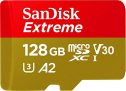 SanDisk Extreme – Tarjeta de memoria microSDXC de 128 GB con adaptador SD, A2, hasta 160 MB/s, Class 10, U3 y V30