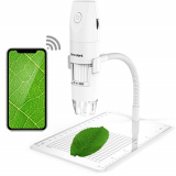 Pancellent Microscopio Digital Inalámbrico, Microscopio De Aumento USB 1080P 50X a 1000X con 8 LED, Colección De Diapositivas De 12 Paquetes(Blanco)