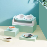 Queta Cuenco para Mascotas Cuencos de Dobles Plato para Mascotas Inclinada de 15 ° Comedero Gato de Alimentos y Agua Comedero para Mascotas gatos y perros Antideslizantes Tazón de Mascotas( Azul)