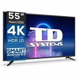TD Systems K55DLG12US – Televisores Smart TV 55 Pulgadas 4k UHD Android 9.0 y HBBTV, 1500 PCI Hz, 3X HDMI, 2X USB. DVB-T2/C/S2, Modo Hotel. Televisiones