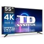 TD Systems K55DLG12US – Televisores Smart TV 55 Pulgadas 4k UHD Android 9.0 y HBBTV, 1500 PCI Hz, 3X HDMI, 2X USB. DVB-T2/C/S2, Modo Hotel. Televisiones