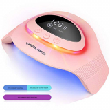 YARUIKE Lámpara de uñas Lampara Secadora de Uñas LED/UV,Con sensor automático y luz ambiental,temperatura ajustable 60%/80%/100%,Cura la Luz en 4 modos 30s/60S/90S/120S,con 2 palos de lijado,72W