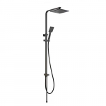 CECIPA Columna Ducha sin Grifo, Set de Ducha sin Grifo con Tubo Flexible Universal para Conectar Grifo, Barra Regulable 70-120CM Negro