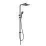 CECIPA Columna Ducha sin Grifo, Set de Ducha sin Grifo con Tubo Flexible Universal para Conectar Grifo, Barra Regulable 70-120CM Negro