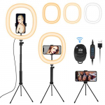 Fostoy Aro de Luz LED, Anillo de Luz 12»con Tripode para Movil, con 3 Colores y 10 Niveles de Brillo,Control Remoto Bluetooth, Luz de Anillo LED Tiktok,Youtube,Maquillaje