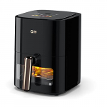 Freidora de aire de 3 litros, horno sin aceite con 100 recetas digitales, pantalla LED para 6 preestablecidos One-Touch, control de temperatura, apagado automático y cesta de cristal antiadherente.