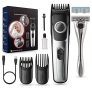 Recortadora de Barba, Afeitadora Electrica Hombre ,Máquina Cortar Pelo con Afeitadora + 1 Cuchilla de Recambio, 39 Ajustes de Longitud, Cortador Pelo Recargable USB, Inalámbrica