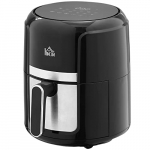 HOMCOM Freidora sin Aceite 4L Freidora de Aire Caliente 1300W con 12 Programas Pantalla LED Táctil Temperatura Ajustable Temporizador y Cesta Antiadherente 34,2×25,6×31,8 cm Negro
