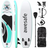AWESAFE Tabla de Paddle Surf Inflable 305x80x15cm Sup con Accesorios ISUP Mochila, Aleta, Paleta, Bomba de Doble acción, Correa, Bolsa Impermeable, para jóvenes y Adultos