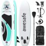 AWESAFE Tabla de Paddle Surf Inflable 305x80x15cm Sup con Accesorios ISUP Mochila, Aleta, Paleta, Bomba de Doble acción, Correa, Bolsa Impermeable, para jóvenes y Adultos