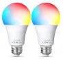 FITOP Bombilla Inteligente Alexa E27, RGBCW Bombilla Led Wifi Lámpara 9W Equivalente 80W, Compatible con Alexa Google Home Siri, 2700-6500K Luz Inteligente Bombilla, 2 Paquete