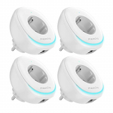 Enchufe Inteligente WiFi, Maxcio Enchufe WiFi con Puerto USB y Lámpara LED, Compatible con Alexa, Google Home, Control de APP y Función de Temporizador, No Requiere Hub (4-Packs)