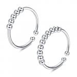 Retilio Anillos Giratorios 925 Plata Esterlina Anillos Ansiedad para Mujer Anillos Ajustables Abiertos Apilables(2Piezas)