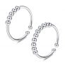 Retilio Anillos Giratorios 925 Plata Esterlina Anillos Ansiedad para Mujer Anillos Ajustables Abiertos Apilables（2Piezas）