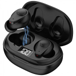 Auriculares Bluetooth IPX5 Impermeable Bluetooth 5.1 In-Ear Auriculare, Auriculares inalámbricos con Estuche de Carga y micrófono,Resistentes al Sudor, Aislamiento de Ruido, Graves Profundos, Negro