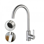 Grifo Cocina MCADYS,Grifos Para Fregadero de Acero Inoxidable Giratorio de 360 °,Grifos Cocina Fregadero Monomando de Agua Fría-Caliente Para Cocina y Fregadero (Grifo cepillado)