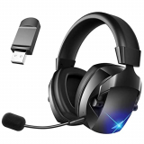 Zienstar-Auriculares Inalámbricos para Juegos con Micrófono | 3 Modos: Cable+2.4G Inalámbrico+Bluetooth | Cancelación de Ruido| 48 Horas de Reproducción | Baja Latencia-Negro
