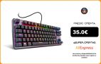 KROM Kernel TKL Teclado mecánico PC Gaming  QWERTY (con «ñ»),  on the fly, anti ghosting, RGB con 9 efectos, sin software, USB|Teclados|