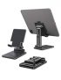 OMOTON Soporte Tablet Móvil Mesa, Multiángulo Soporte Plegable con Varilla Doble Ajustable, Dock Base Compatible con iPad Air 4 3 2, Huawei, Xiaomi Sumsung para Tablet 5-11 Pulgadas, Negro