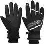 BRGOOD Guantes Moto Invierno, Guantes Bicicleta Montaña con Pantalla Táctil y Antideslizantes Tiras Reflectantes,Guantes Ciclismo Hombre Algodón de 3M,Guantes MTB Impermeables,Anti-Viento Unisex (XL)