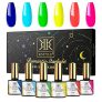 RSTYLE Esmaltes Permanentes para Uñasen Gel UV LED, 6 Colores 10ml Kit de Esmaltes de Uñas Gel Soak Off para Manicura Azul