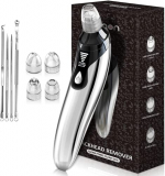 EUNON Limpiador de Poros Succionador de Puntos Negros Electrico Extractor Puntos Quita Espinillas y Puntos Negros Limpiador Facial Blackhead Remover 4 Cabezales y 5 Modos Pantalla LED USB Recargable