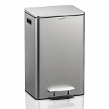 ANVAVA Cubo de Basura Rectangular con Pedal de Acero Inoxidable de 30 Litros con Tapa de Cierre Suave, a Prueba de Huellas Dactilares, Cubo Interior Extraíble para Baño, Cocina y Oficina (Plata)