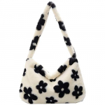 Bolso de hombro de felpa con asa superior, bolsas de hombro para mujeres y niñas, patrón de animales de peluche en las axilas, bolsas de embrague con asa superior, a,