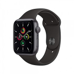 Apple Watch SE (GPS, 44 mm) Caja de Aluminio en Gris Espacial – Correa Deportiva Negra