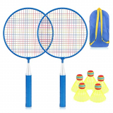 Wikay Set de Bádminton para Niños, Portátil Juguetes de Bádminton 7 en 1 Set de Bádminton para Juegos Deportivos Entre Padres e Hijos, Bolsa de Transporte Incluida (Azul)