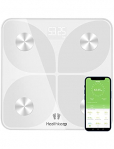 Báscula Grasa Corporal Báscula de Baño Digital, Balanza Bluetooth Inteligente con Análisis de 13 Funciones, Báscula Electrónica Monitores con App para Peso Corporal, Grasa Crporal, IMC, BMR (Blanco)