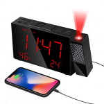 HOMVILLA Despertadores Digitales ,Reloj Despertador Digital, Despertador Proyector, 3 Brillos de Proyección, Atenuador, Proyector de 180 ° , Alarmas Dobles, Snooze, Radio FM, para Dormitorio