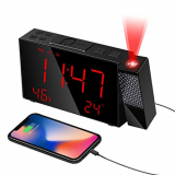 HOMVILLA  Despertadores Digitales ,Reloj Despertador Digital, Despertador Proyector, 3 Brillos de Proyección, Atenuador, Proyector de 180 ° , Alarmas Dobles, Snooze, Radio FM, para Dormitorio