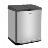 ANVAVA Cubo de Basura Reciclaje 18L Basurero con Pedal Bote de Basura Clasificación Acero Inoxidable con Tapa Cubo de Basura para Cocina Baño, Plata