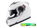 Nat Hut Casco Moto Modular ECE Homologado Casco de Moto Scooter para Mujer Hombre Adultos con Doble Visera (XL 61-62cm, Blanco)